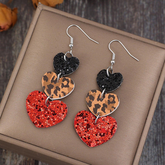 Heart Leather Drop Earrings Carauana Store