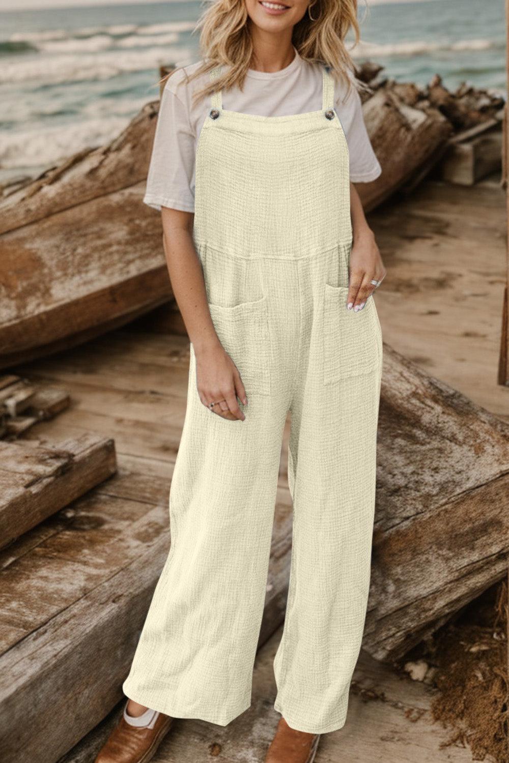 Full Size Wide Leg Front Pocket Jumpsuit Carauana Store