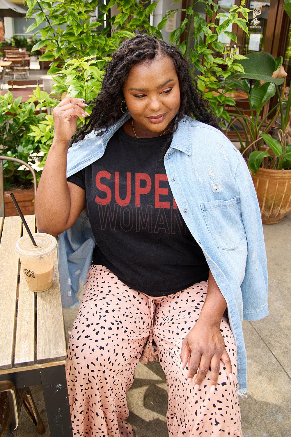 Simply Love Full Size SUPERWOMAN Short Sleeve T-Shirt Carauana Store