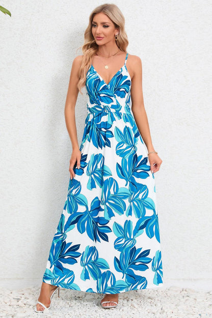 Printed Surplice Maxi Cami Dress Carauana Store