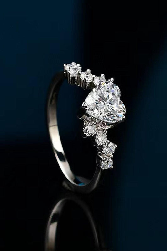 1 Carat Moissanite Heart 925 Sterling Silver Ring Carauana Store