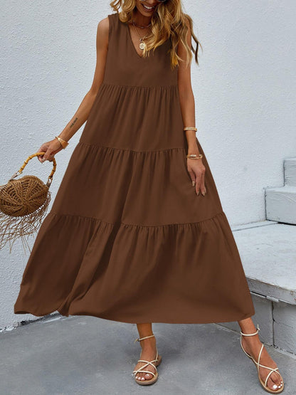 Tiered V-Neck Sleeve Dress Carauana Store