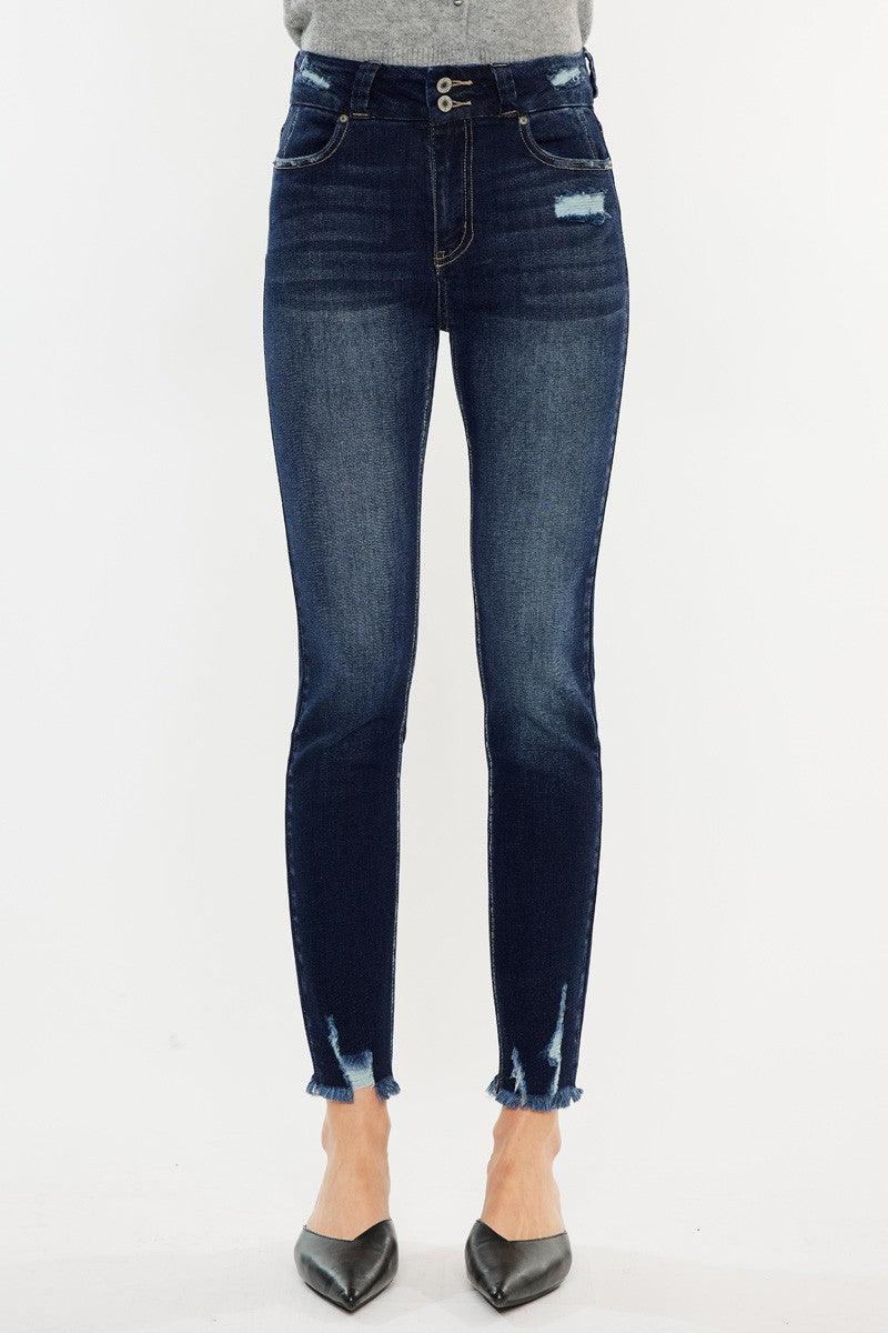 Kancan Full Size Cat's Whiskers Raw Hem High Waist Jeans Carauana Store