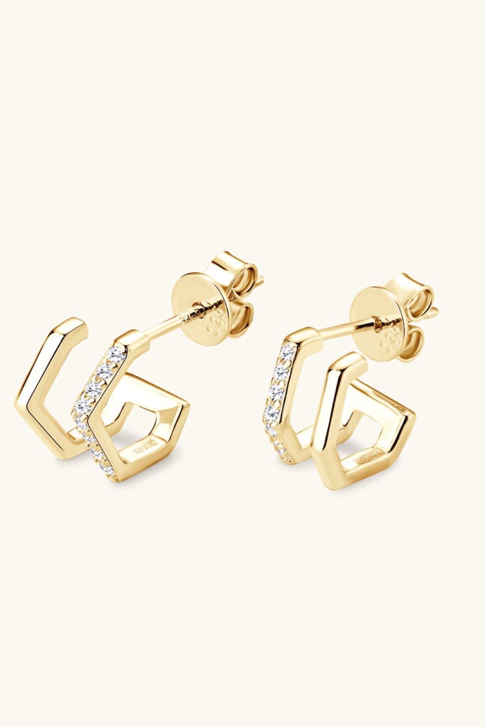 Moissanite 925 Sterling Silver Double-Layered Earrings Carauana Store