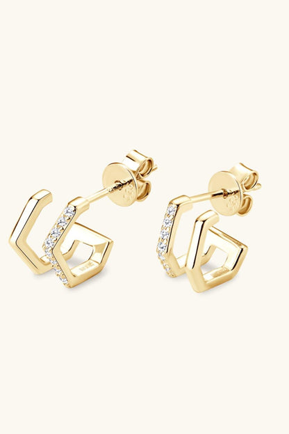 Moissanite 925 Sterling Silver Double-Layered Earrings Carauana Store
