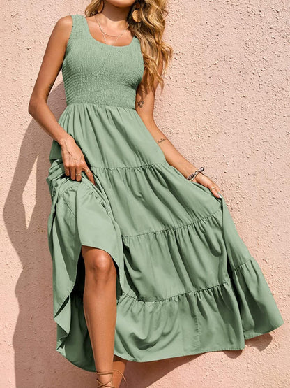 Tiered Smocked Wide Strap Dress Carauana Store
