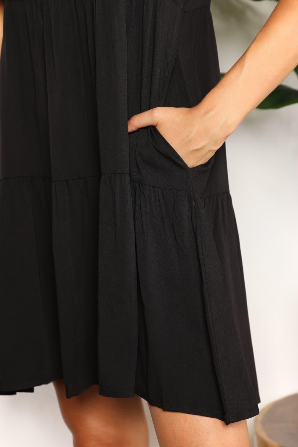 Double Take V-Neck Flounce Sleeve Tiered Dress Carauana Store
