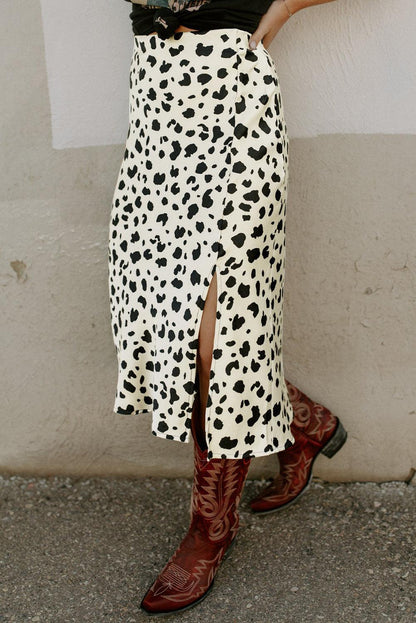 Slit Printed Midi Skirt Carauana Store