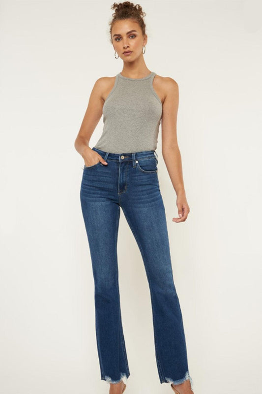 Kancan Cat's Whiskers Raw Hem Flare Jeans Carauana Store