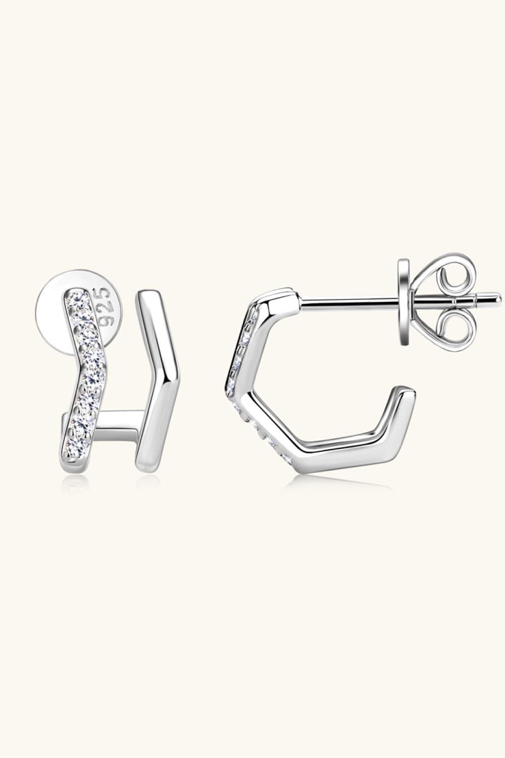 Moissanite 925 Sterling Silver Double-Layered Earrings Carauana Store