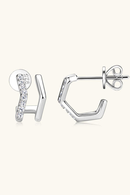 Moissanite 925 Sterling Silver Double-Layered Earrings Carauana Store