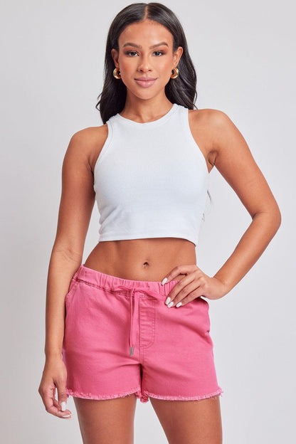 YMI Jeanswear Full Size Drawstring Raw Hem Shorts Carauana Store