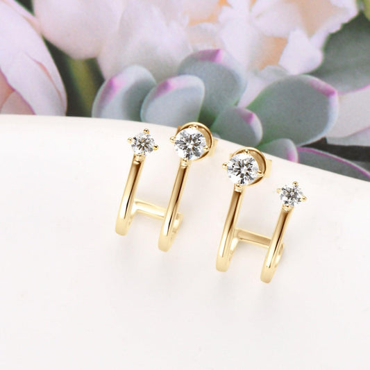 Moissanite 925 Sterling Silver C-Hoop Earrings Carauana Store
