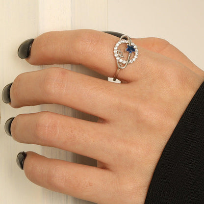 Planet Shape Inlaid Zircon 925 Sterling Silver Ring Carauana Store
