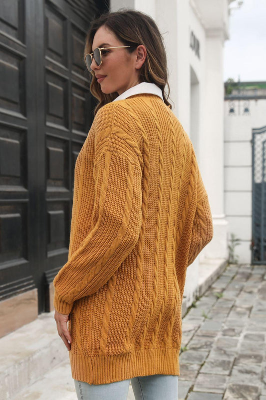 Open Front Longline Cardigan with Pockets Carauana Store