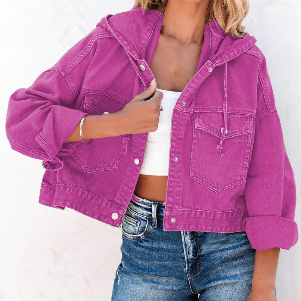 Hooded Dropped Shoulder Denim Jacket Carauana Store