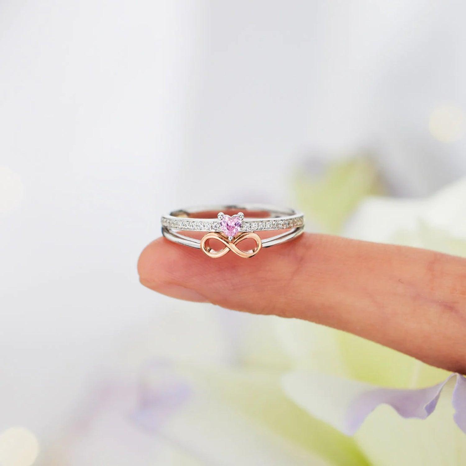 Heart Number 8 Zircon Double-Layered Ring Carauana Store