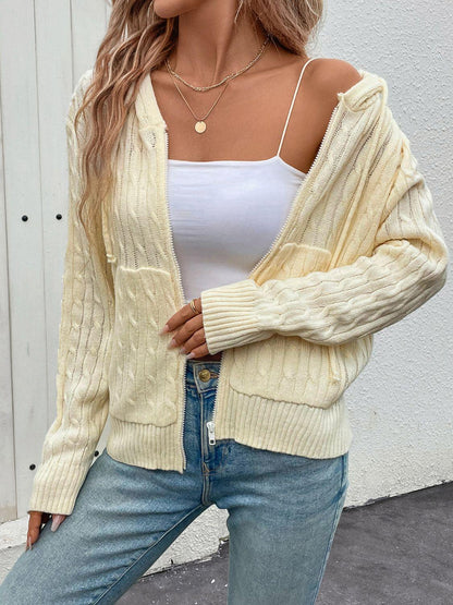 Perfee Zip Up Long Sleeve Hooded Cardigan Carauana Store