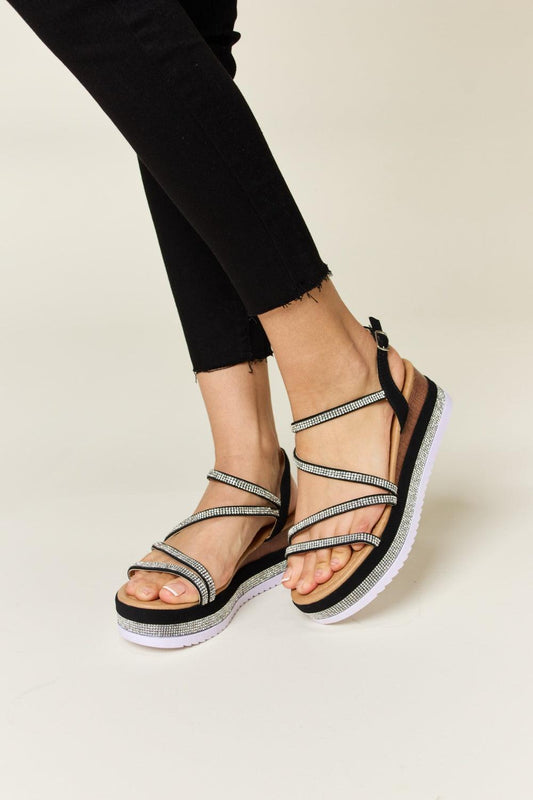 Forever Link Rhinestone Strappy Wedge Sandals Carauana Store