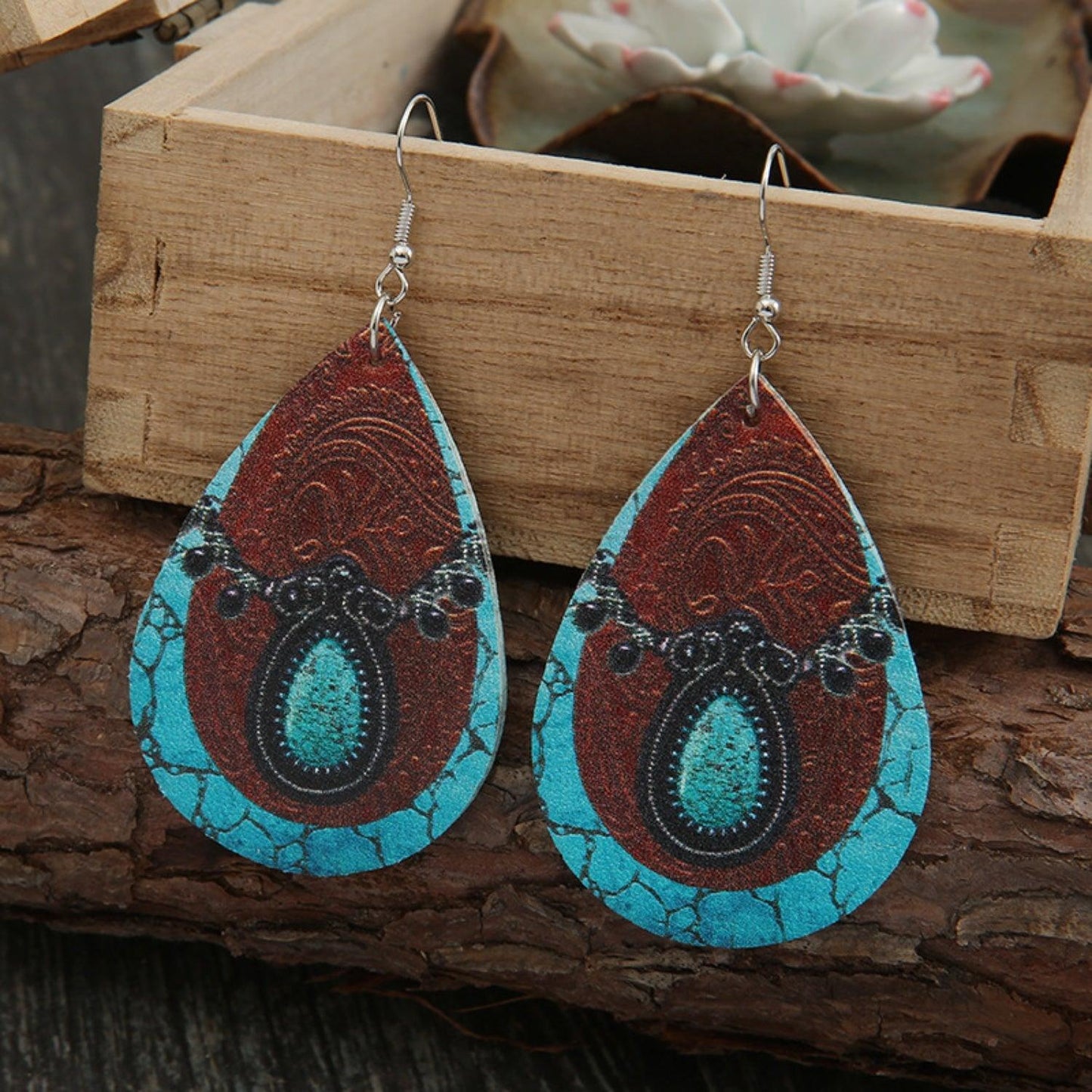 PU Leather Iron Hook Teardrop Earrings Carauana Store
