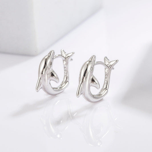 925 Sterling Silver Zircon Dolphin Earrings Carauana Store