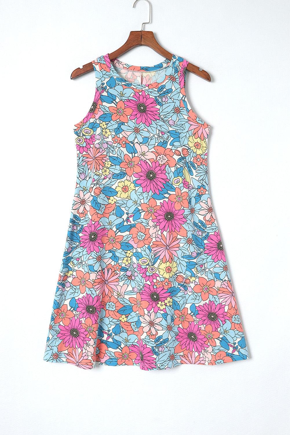 Floral Round Neck Sleeveless Dress Carauana Store