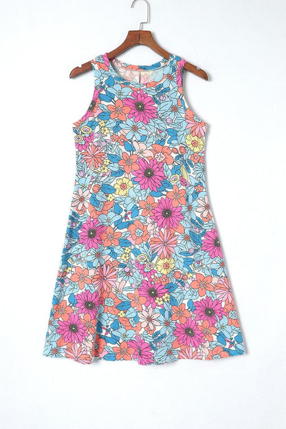 Floral Round Neck Sleeveless Dress Carauana Store
