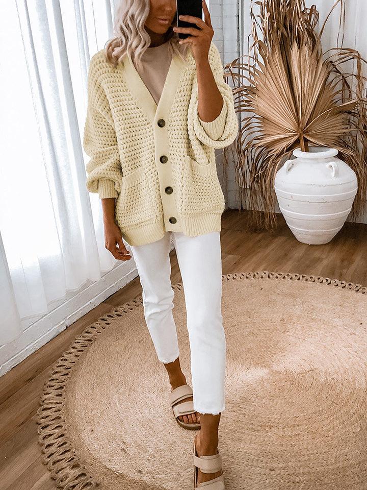 V-Neck Long Sleeve Cardigan Carauana Store