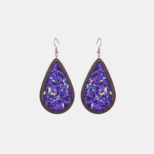 Sequin Wood Teardrop Earrings Carauana Store