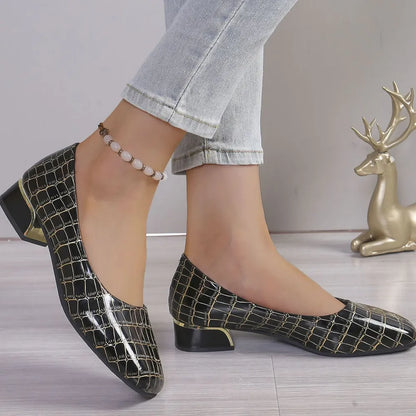 Square Toe Block Heels Pumps Carauana Store