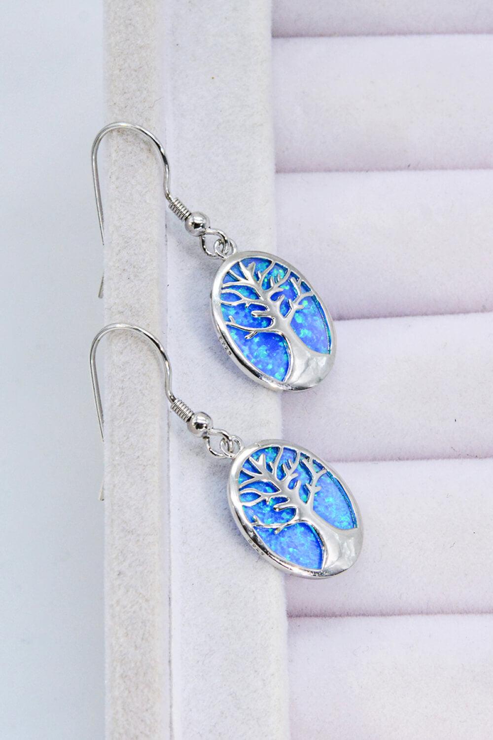 Opal Blue Platinum-Plated Drop Earrings Carauana Store