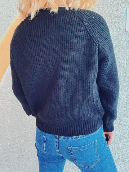 Cable-Knit V-Neck Button Down Long Sleeve Cardigan Carauana Store