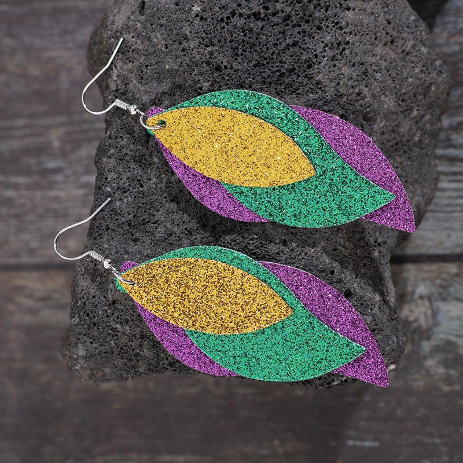 PU Leather Leaf Dangle Earrings Carauana Store
