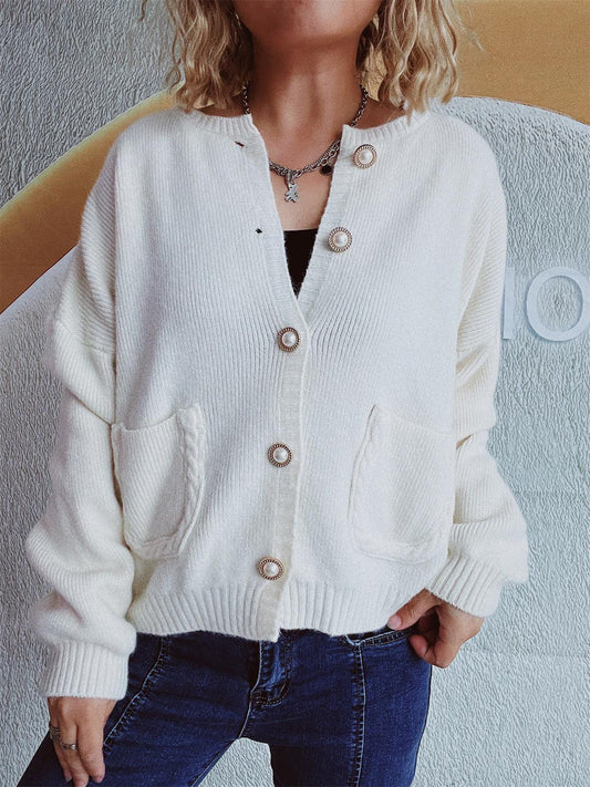 Button Up Long Sleeve Cardigan Carauana Store
