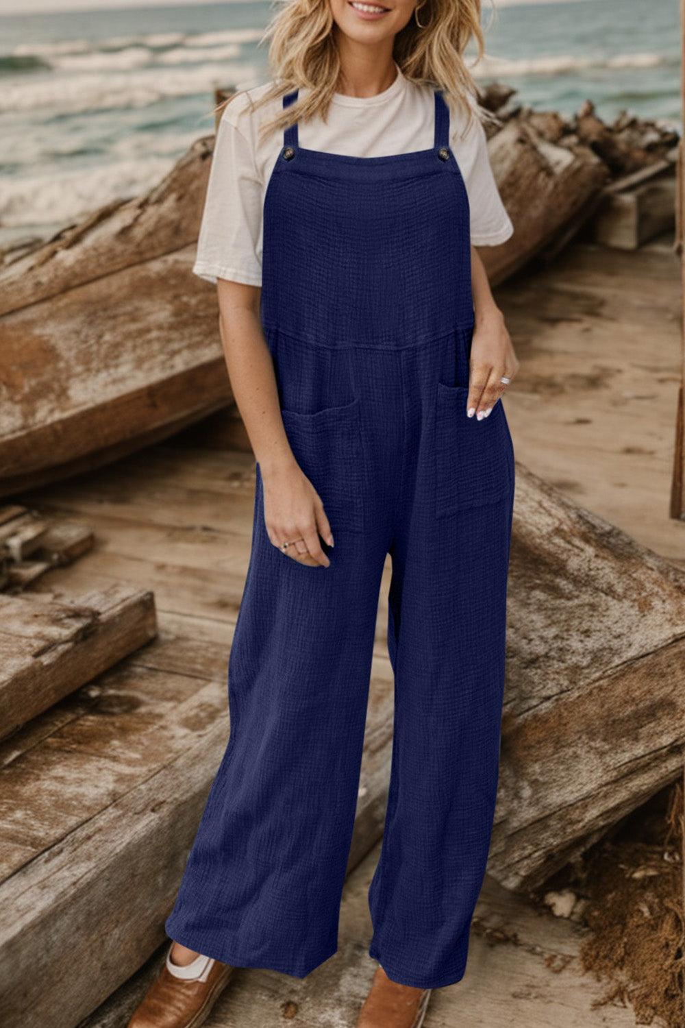 Full Size Wide Leg Front Pocket Jumpsuit Carauana Store