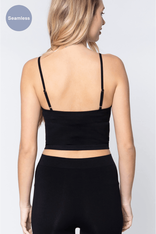 ACTIVE BASIC Round Neck Crop Rib Seamless Cami Carauana Store