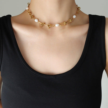 Freshwater Pearl Titanium Steel Necklace Carauana Store