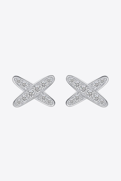 925 Sterling Silver X-Shape Moissanite Earrings Carauana Store