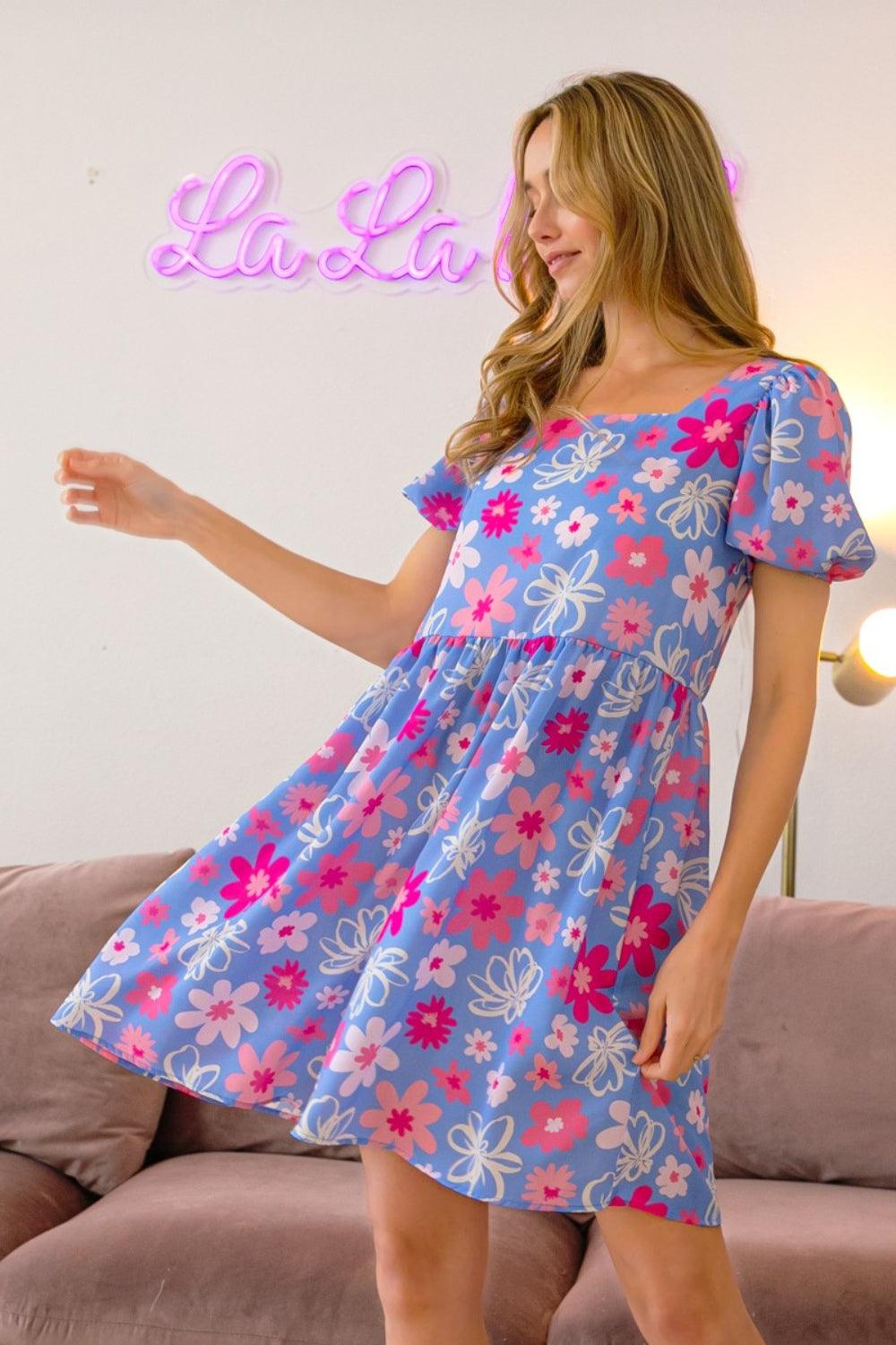 BiBi Floral Puff Sleeve Mini Dress Carauana Store