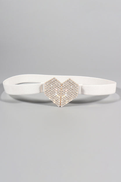 Rhinestone Heart Buckle Elastic Belt Carauana Store