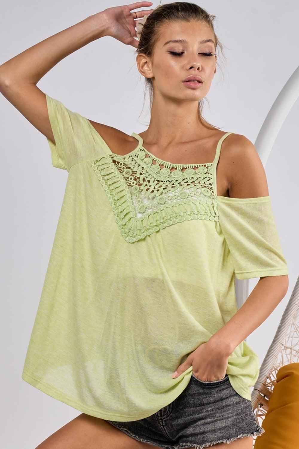 BiBi Front Crochet Lace Adjustable Strap Top Carauana Store