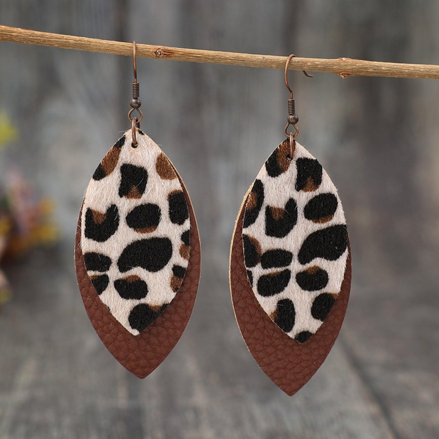 Leaf Shape Leather Dangle Earrings Carauana Store