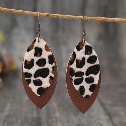 Leaf Shape Leather Dangle Earrings Carauana Store