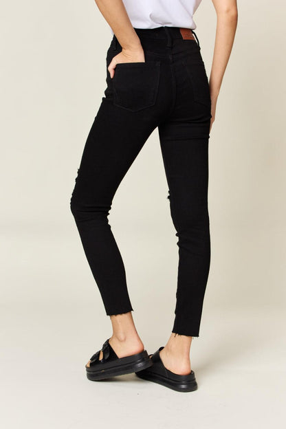 Judy Blue Full Size Distressed Tummy Control High Waist Skinny Jeans Carauana Store