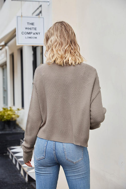 Button Down Exposed Seam Cardigan Carauana Store