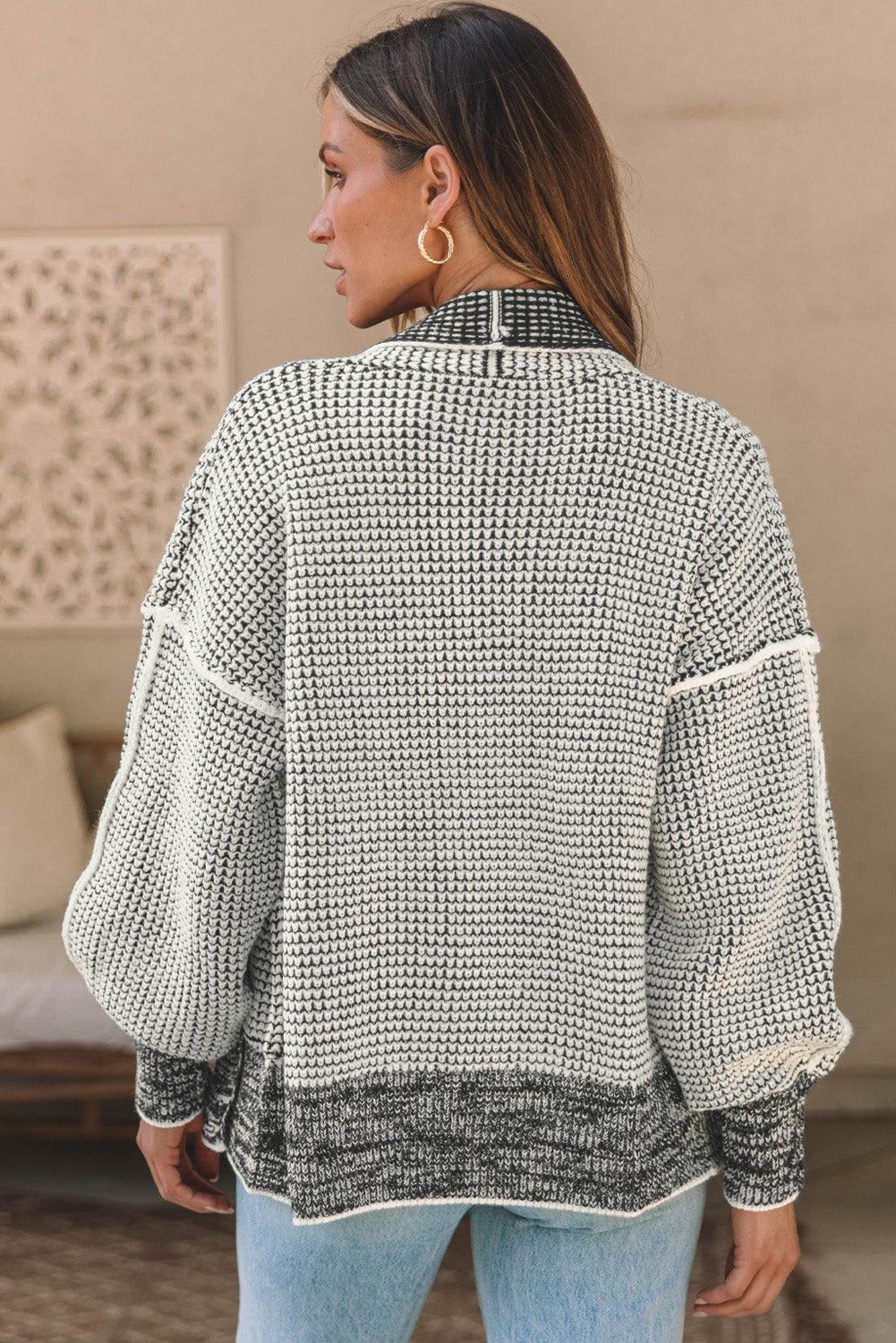 Waffle-knit Pocketed Open Front Cardigan Carauana Store