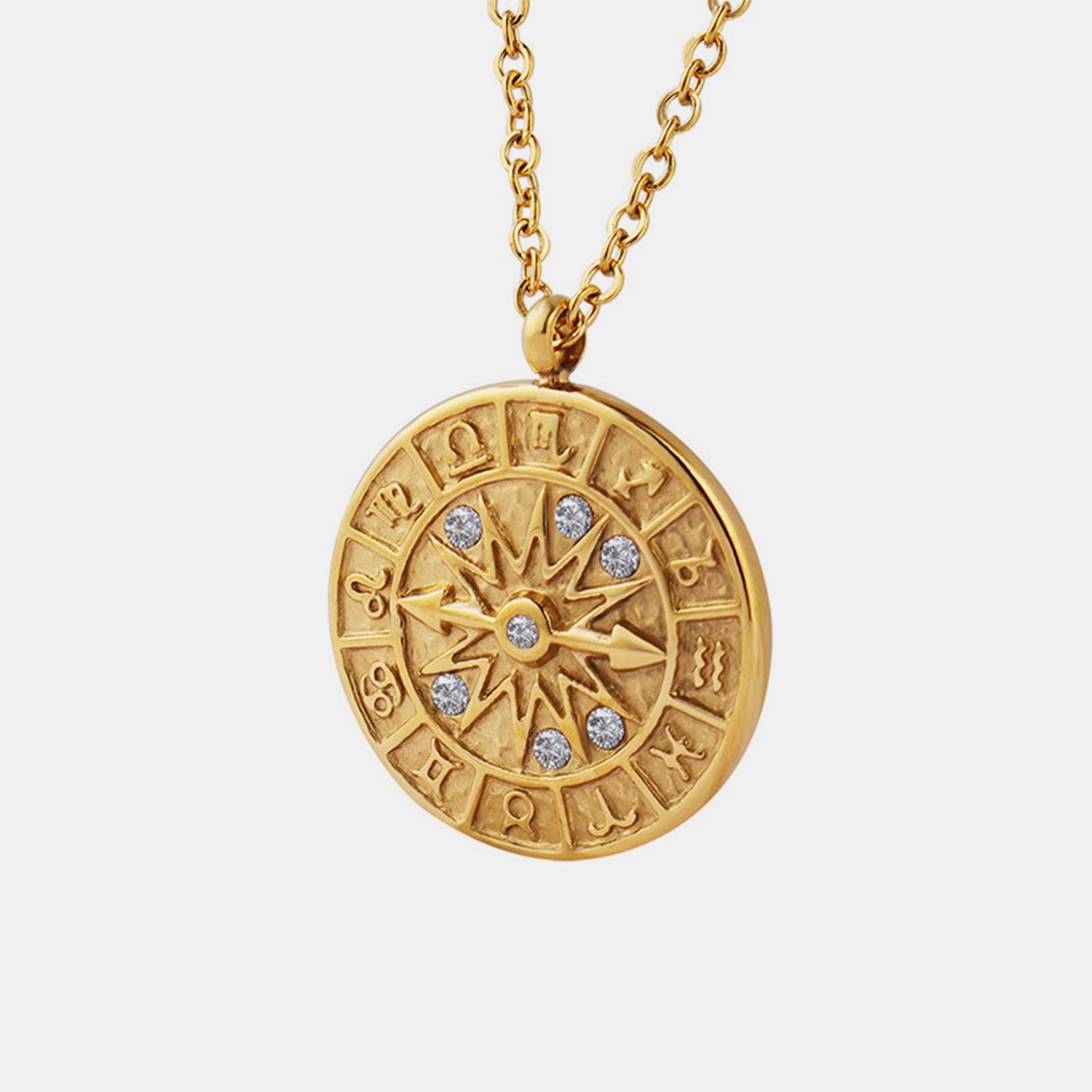 Zircon Titanium Steel Timepiece Shape Necklace Carauana Store