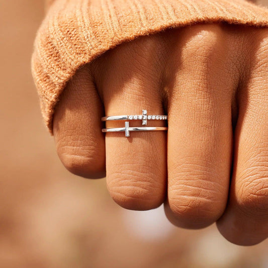 925 Sterling Silver Double Cross Ring Carauana Store