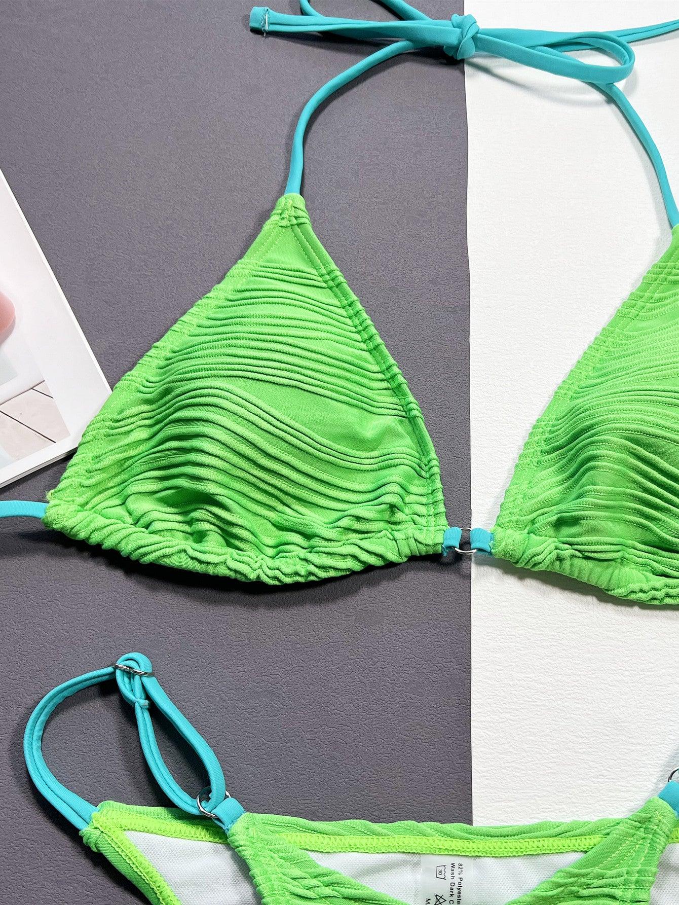 Ribbed Halter Neck Two-Piece Bikini Set Carauana Store