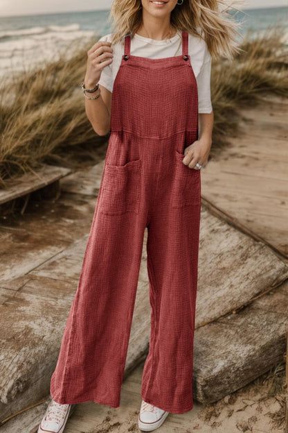 Full Size Wide Leg Front Pocket Jumpsuit Carauana Store